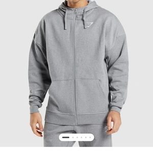 Gymshark Mens Small Essential Gray Zip Up Hoodie